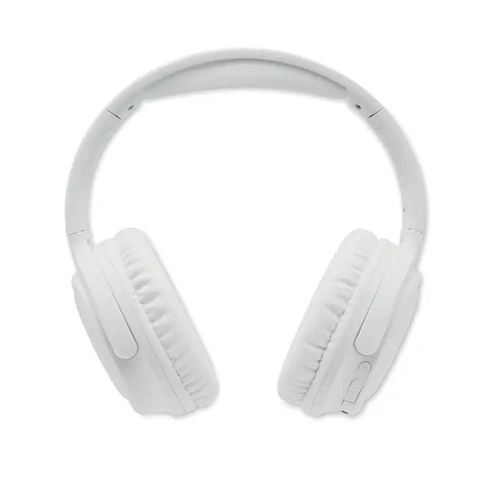 Casti pliabile albe over-ear cu cupa moale si design minimalist elegant