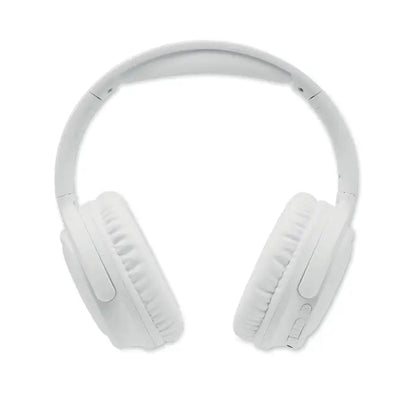 Casti pliabile albe over-ear cu cupa moale si design minimalist elegant