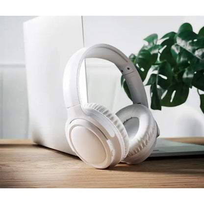 Casti pliabile anc albe wireless cu pernute moi si design minimalist pentru confort audio portabil