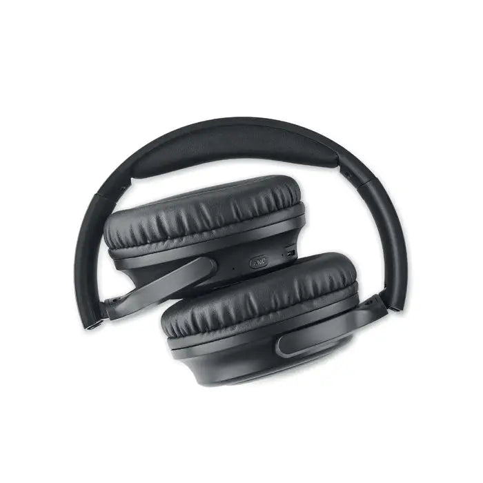 Casti pliabile anc negre wireless over-ear cu pernițe moi și design minimalist pentru confort audio optim