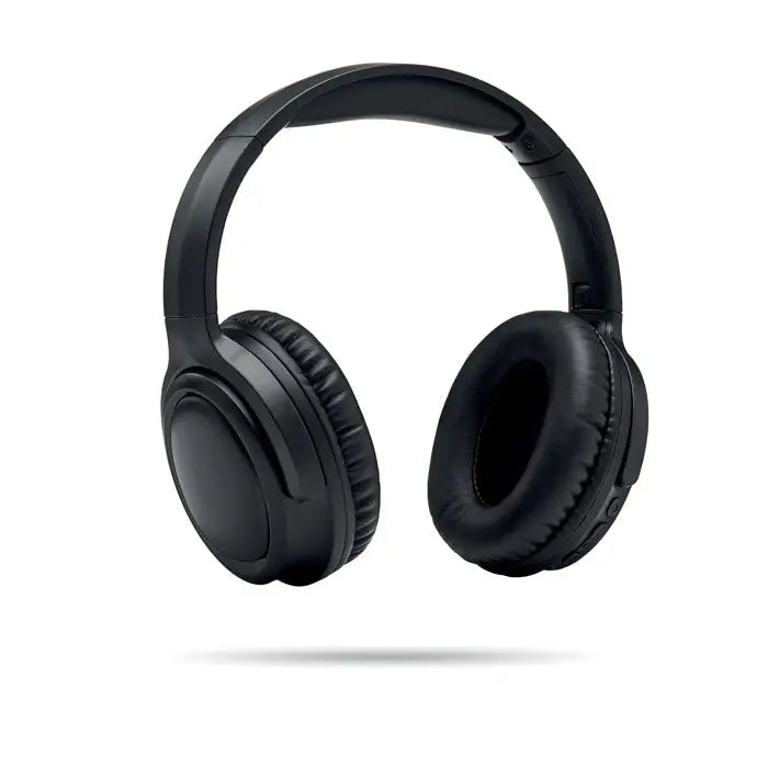 Casti pliabile anc over-ear wireless negre cu pernite din spuma si design modern pentru ascultare confortabila