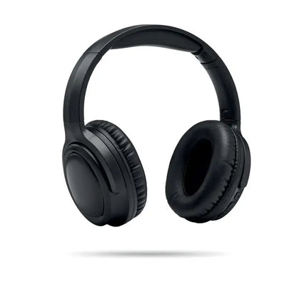 Casti pliabile anc over-ear wireless negre cu pernite din spuma si design modern pentru ascultare confortabila