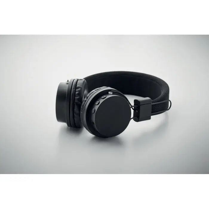 Casti pliabile fara fir negre cu cupe de urechi captusite si design minimalist din abs pentru confort maxim
