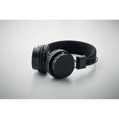 Casti pliabile fara fir negre cu cupe de urechi captusite si design minimalist din abs pentru confort maxim