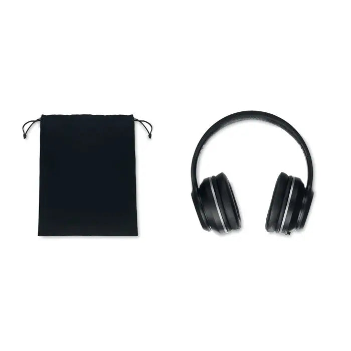 Casti si husa anc casti over-ear negre cu design minimalist si accente argintii subtile pe earcup-uri
