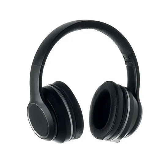 Casti si husa anc casti wireless negre over-ear cu design minimalist si cupe moi captusite