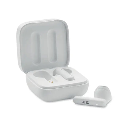 Casti tws cu incarcator solar albe wireless in carcasa de incarcare pentru uz fara fir