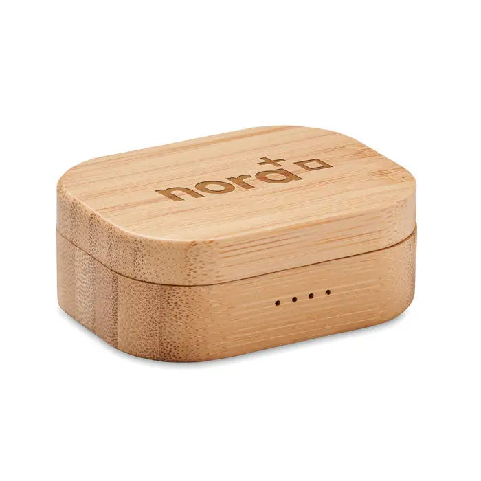 Carcasa de incarcare light brown din bambus pentru casti nora plus tws