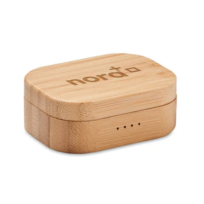 Carcasa de incarcare light brown din bambus pentru casti nora plus tws