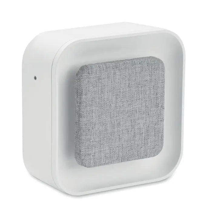 Difuzor alb pătrat cu grilaj textil gri din material reciclat abs/rpet pentru ceas cu alarmă