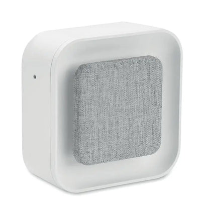 Difuzor alb pătrat cu grilaj textil gri din material reciclat abs/rpet pentru ceas cu alarmă