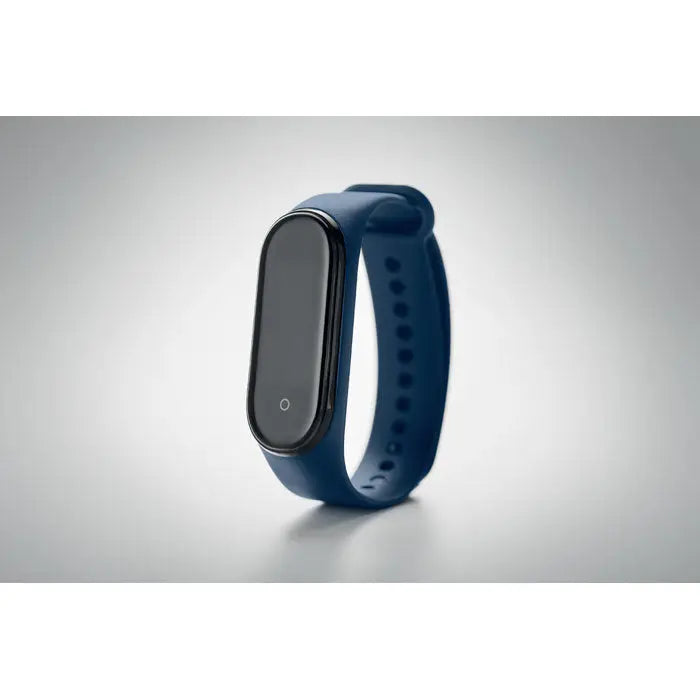 Ceas de sanatate fara fir inteligent xiaomi mi band 5 cu bratara de silicon albastru si ecran dreptunghiular negru