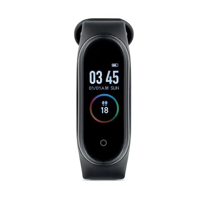 Ceas de sanatate fara fir inteligent Xiaomi Mi Band 4 negru cu ecran oval afisand timpul si numarul de pasi