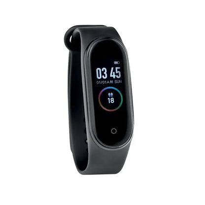 Ceas de sanatate fara fir inteligent xiaomi mi band 4 negru cu ecran curbat afisand ora si numar pasi