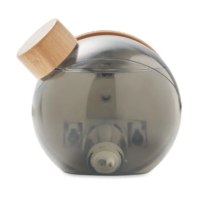 Ceas lcd din bambus cu bila electrica transparenta gri si capac de lemn natural minimalist