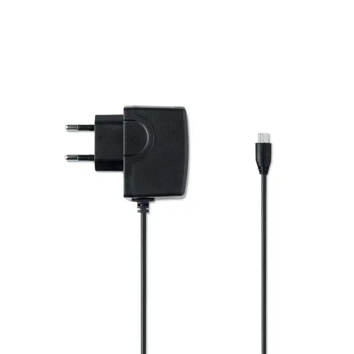 Adapter de incarcare usb negru din plastic cu stecher european si cablu pentru ceas led si incarcator wireless 5w