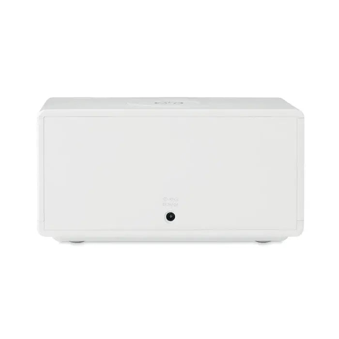 Ceas led si incarcator wireless 5w alb dreptunghiular cu design minimalist si finisaj mat neted