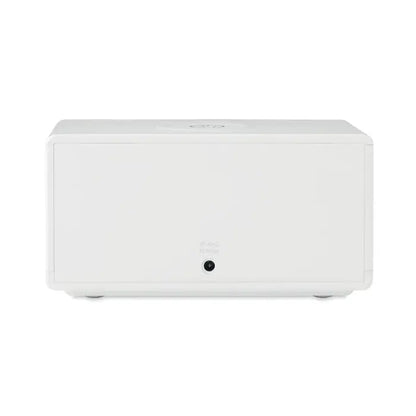Ceas led si incarcator wireless 5w alb dreptunghiular cu design minimalist si finisaj mat neted