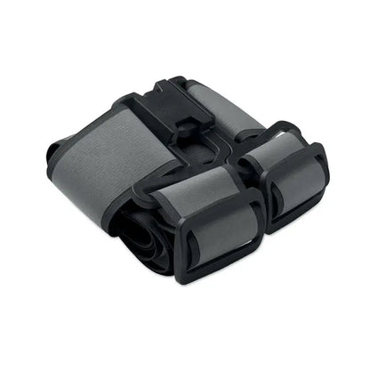 Centura reflectorizanta 360 reglabila din material textil gri cu catarame si reglaje negre din plastic