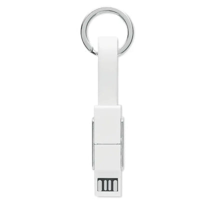 Cheie cu cablu 4 în 1 alb usb flash drive cu design minimalist și inel metalic argintiu pentru breloc