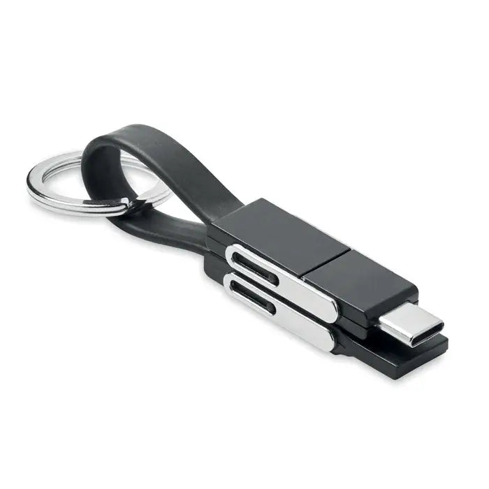 Cheie cu cablu 4 in 1 usb-c negru si argintiu cu design compact si stilat pentru adaptor multiport portabil