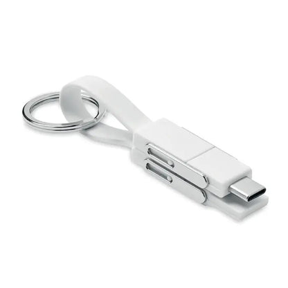 Cheie cu cablu 4 in 1 usb-c alb cu design minimalist si accente metalice elegante
