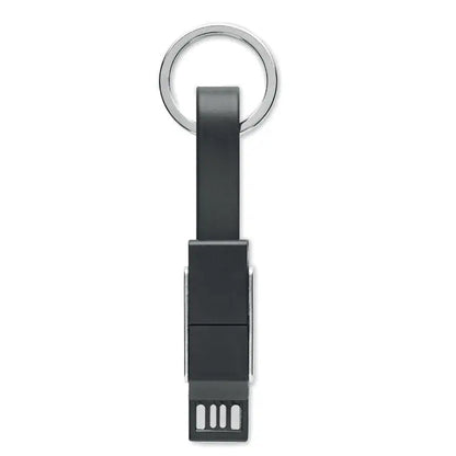 Cheie cu cablu 4 in 1 usb negru cu inel argintiu din metal si design minimalist pentru stocare eficienta