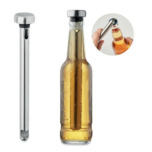 Silver chiller stick deschizator de sticle din otel inoxidabil cu design cilindric si capac rotund