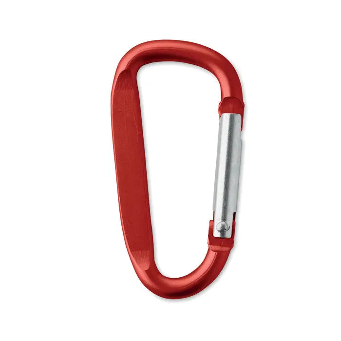 Clip carabinier din aluminiu roșu cu mecanism argintiu pentru utilizare sigură și durabilă