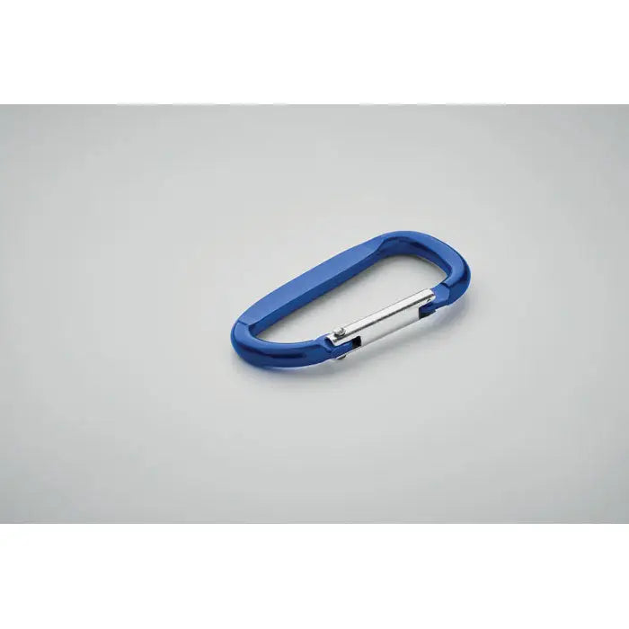 Clip carabinier din aluminiu albastru cu zavor argintiu pentru agatat si fixare sigura