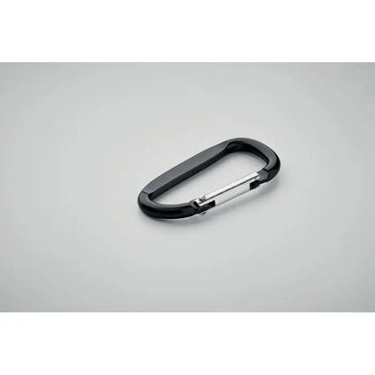 Clip carabinier din aluminiu negru cu poarta argintie pentru agatat si fixat obiecte