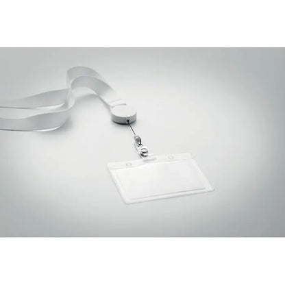 Clip retractabil pentru snur alb cu suport transparent pentru badge id pentru utilizare retractabila si practica