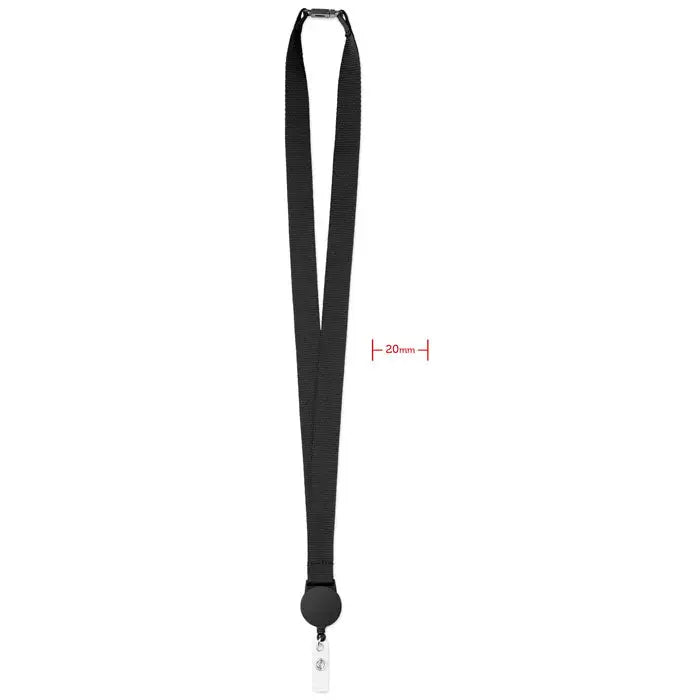 Clip retractabil pentru șnur din nylon negru cu clips metalic argintiu pentru prindere usoara