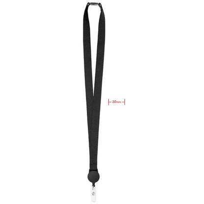 Clip retractabil pentru șnur din nylon negru cu clips metalic argintiu pentru prindere usoara