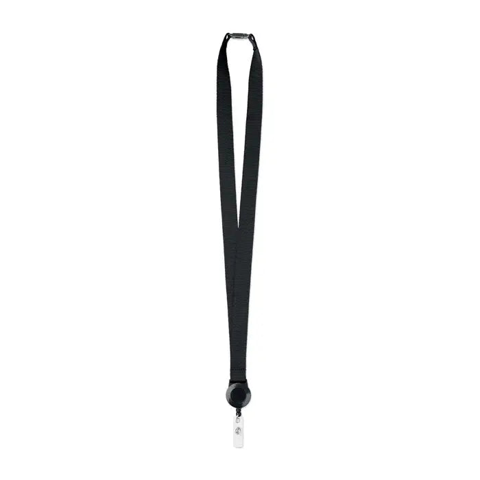 Clip retractabil pentru șnur negru cu clemă argintie metalică pentru prindere sigură