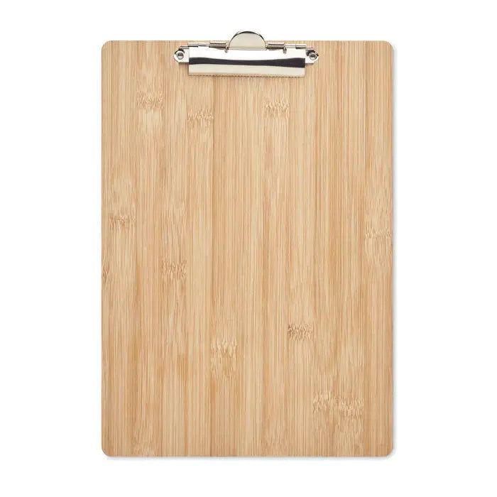 Clipboard a4 din bambus cu clema metalica argintie pentru organizare si notite eficiente