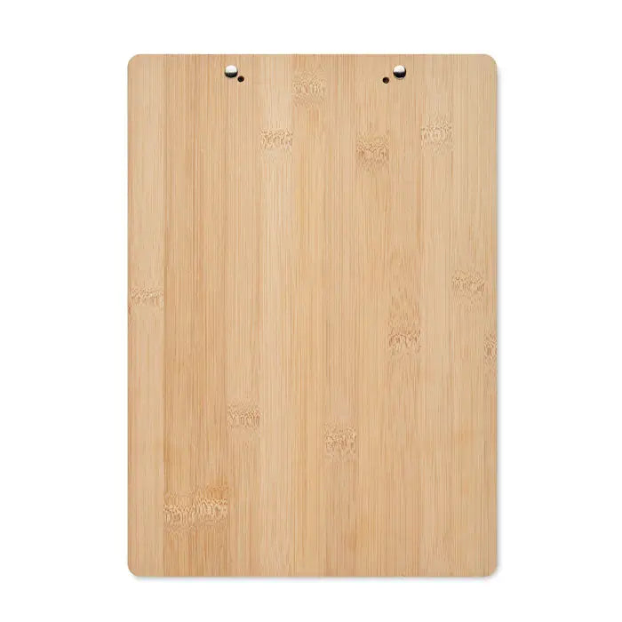 Clipboard a4 din bambus light brown cu două cleme metalice argintii în partea de sus