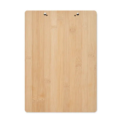 Clipboard a4 din bambus light brown cu două cleme metalice argintii în partea de sus