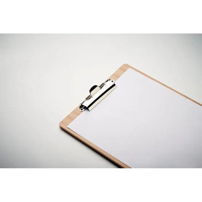 Clipboard a4 din bambus cu clema metalica argintie si foaie alba pentru notite si documente