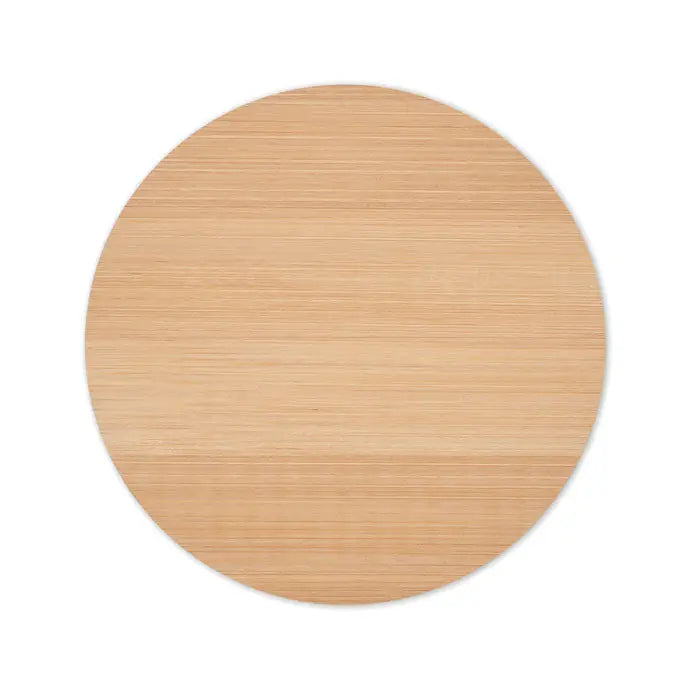 Coaster rotund din bambus maro deschis cu textură vizibilă a fibrei lemnului pentru protecție și decor