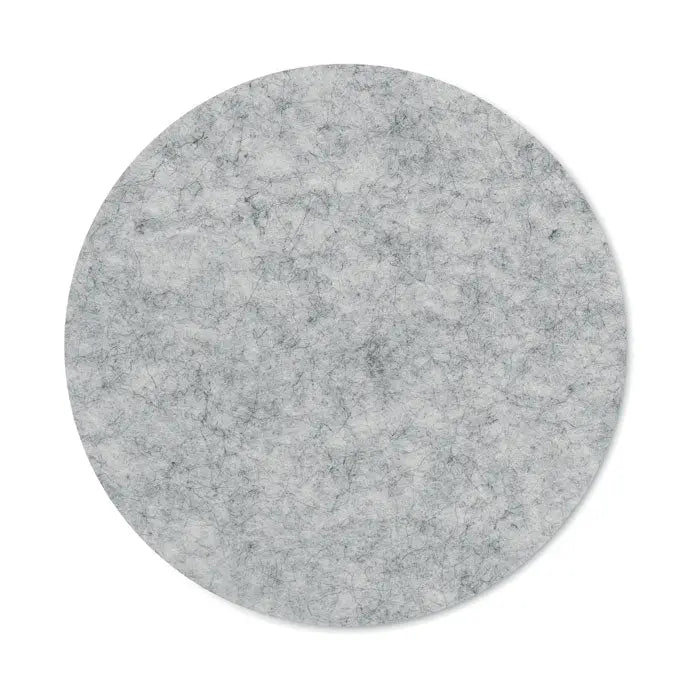 Coaster rotund din fetru rpet gri cu textura subtilă marmorată pentru protecția suprafețelor