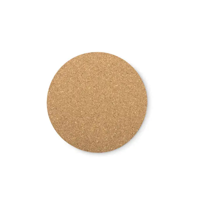 Coaster rotund din pluta cu suprafata naturala, textura evidenta si culoare calda, bej