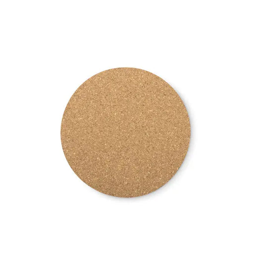 Coaster rotund din pluta cu suprafata naturala, textura evidenta si culoare calda, bej