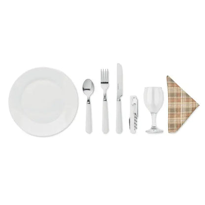 Farfurie de cină ceramică albă cu finisaj lucios pentru cos de picnic din rachita 2 persoane