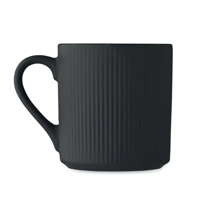 Covoraș de cană din ceramică neagră cu textură nervurată vertical 340 ml pentru băuturi calde