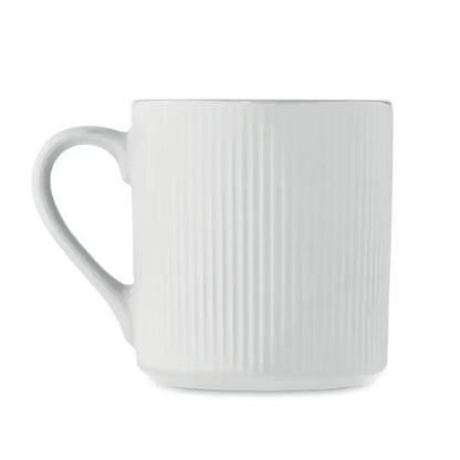 Covoraș de cană din ceramică albă cu textură nervurată vertical și finisaj lucios pentru 340 ml