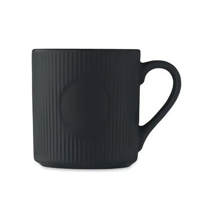 Covoraș de cană din ceramică neagră cu nervuri verticale și mâner modern pentru 340 ml