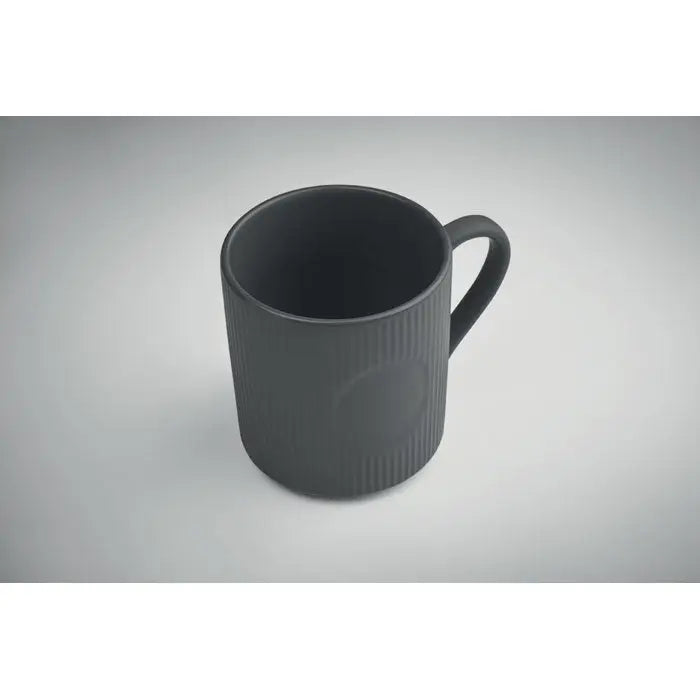 Covoraș de cană din ceramică gri închis cu textură nervurată vertical și toartă asortată 340 ml
