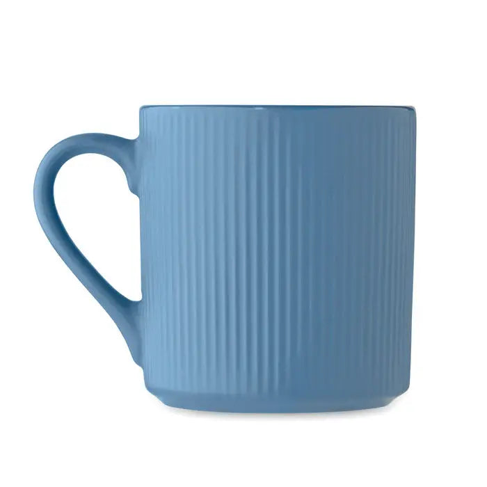 Covoras de cana din ceramica albastru deschis cu textura nervurata verticala 340 ml