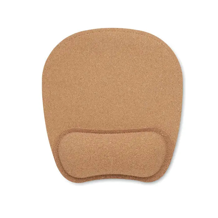Covoras de mouse ergonomic din pluta bej cu suport pentru incheietura integrat pentru confort la utilizare